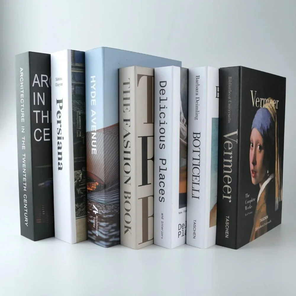 7 Pcs Black and white shelf Accents Library Books for Home décor